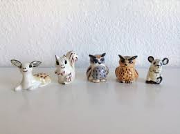 5 Miniature Ceramic Animal Figurines Squirrel Deer Mouse Owls Animal Figurines Ceramic Animals Squirrel