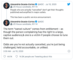 During his july 4, 2020 speech at mount rushmore, president donald trump referred to the political weapon of cancel culture, describing it as driving people from their jobs, shaming. Aoc Doesn T Think Cancel Culture Is A Thing