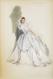 Pair Of Helen Rose Costume Sketches For Debbie Reynolds Wedding Dress In The Tender Trap Vintage Fashion Sketches Rose Costume Fashion Illustration Vintage