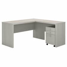 Kathy Ireland Office By Bush Echo 2 Piece L Shaped Desk Set Color White Office Set L Shaped Desk Mobile File Cabinet