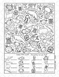 I Spy Ocean Animals Coloring Page Printable Download Colouring Page Kids Search Activity Printout Cute Cartoons Sea Creature Doodles In 2021 Animal Coloring Pages Ocean Animals Coloring Pages