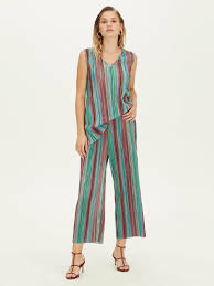 Cizgili Crop Pantolon Moda Stilleri Pantolon Kiyafet
