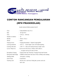 Contoh Rph Prasekolah Bahasa Inggeris