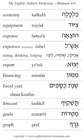My English Hebrew Dictionary Business 4 English To Hebrew Learn Hebrew Graphing