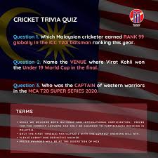 This conflict, known as the space race, saw the emergence of scientific discoveries and new technologies. Malaysian Cricket Association While You Are Safe At Home Have Some Fun With This Cricket Trivia Quiz Win Yourself A Prize This Competition Will Close At 11 59 Pm On Sunday