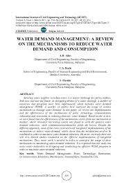 Pdf Water Demand Management A Review On The Mechanisms To Reduce Water Demand And Consumption Iaeme Publication Academia Edu