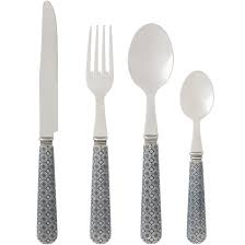 Prince Menagere 16 Pieces Decor Simili Gris Inox Inox Decoration Carreau De Ciment