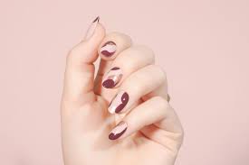 burgundy rose gold nails