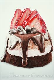 Little Cake With Strawberries In 2021 Food Art Food Drawing Food Illustrations