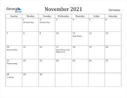 Friday, may 28, 2021 16:01. Germany November 2021 Calendar With Holidays