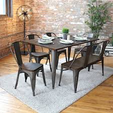 The Cool Industrial Styling Of Our Dining Collection Is Warmed Up With Beautiful Bamboo Details Metal Dining Table Farmhouse Dining Set Industrial Dining Table