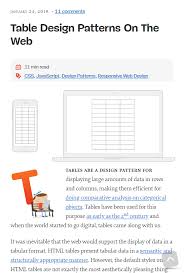 Table Design Patterns On The Web Smashing Magazine Pattern Design Design Table Design