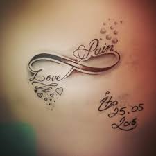 These ribbons can be inked in that traditional color or you can incorporate the person's name into the ribbon design to give it a more personal touch. Tattoo Unendlichkeitszeichen 20 Stilvolle Designideen Designideen Stilvolle Symbol Tat Tattoos With Kids Names Infinity Tattoos Infinity Tattoo Designs