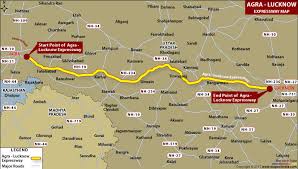 Number of lanes (service lanes in brackets), length and opening year is also mentioned. Agra Lucknow Expressway Route Map Of Agra Lucknow Expressway
