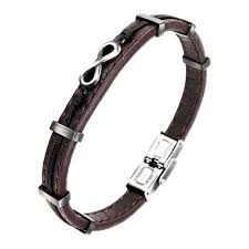 Des bracelets en argent pour homme pour offrir ou vous faire plaisir c'est sur le site maty, bijouterie en ligne. Bracelet Homme Cuir Marron Et Acier Signe Infini 1x21cm Ref 47346