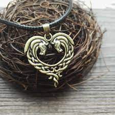 Celtic Horse Heart Bronze Pendant Necklace Horse Heart Necklace Silver Necklace Designs Heart Shaped Diamond Pendant