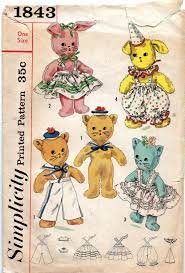 Simplicity 1843 1950s Stuffed Animal Toy Pattern And Clothes Etsy Stuffed Animal Patterns Stuffed Toys Patterns Fabric Sewing Patterns