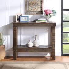 Narrow console table, rustic entryway table slim sofa table with three storage drawers and bottom shelf, wood side table for living room. Dark Brown Rustic Entryway Console Table Overstock 32537907