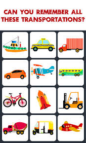 Kids Love Memory Game Vehicles For Kids Helps Kids Learn About Different Vehicles Right From Cars To Boats Transportation For Kids Helping Kids Kids Learning