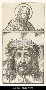 Veronica with Vera Icon (Sudarium). Saint Veronica keeps the sweat cloth up  with the imprint of the face of Christ, the Vera icon or Sudarium. Christ's  head is shown with a sturdy