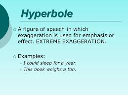 Hyperbole Hyperbole A Figure Of Speech In Which Exaggeration Is Used For Emphasis Or Effect Extreme Exaggeration Examples I Could Sleep For A Ppt Download
