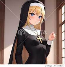 Sexy and shy anime manga girl dressed in a nun... - Stock Illustration  [98865871] - PIXTA