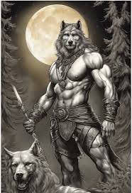 a naked men , penis hard, walk wolf)), ((Werewolf)), piece of master -  SeaArt AI