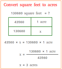 Multiply the area value by 43560. Convert Square Feet To Acres