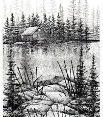 Cabin In The Woods Art Landscape Drawings Wood Burning Art