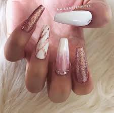 Glamour Nails Follow Doing Makeup Follow Doing Makeup Gold Acrylic Nails Glamour Nails Rose Gold Nails Acrylic