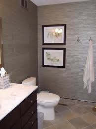 My Guest Bathroom With Vinyl Grass Cloth Wallpaper Grasscloth Wallpaper Bathroom Wallpaper New Homes