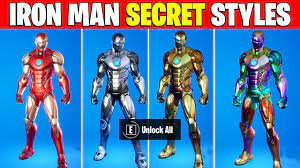 .but that's a tough act to follow and good iron man costumes are hard to come by and maybe you want something a little more custom. How To Unlock Secret Iron Man Styles In Fortnite Chapter 2 Season 4 Youtube