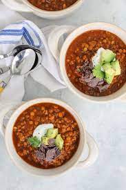 All recipes » dinners » beans, lentils, and legumes. One Pot Healthy Turkey Lentil Chili Fitliving Eats By Carly Paige