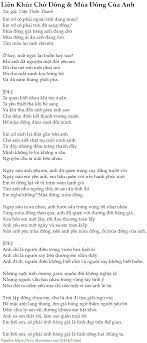 Loi Bai Hat Lien Khuc Cho Dong Mua Dong Cua Anh Tran Thien Thanh Co Nhac Nghe