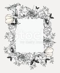 Black And White Vector Illustration Vintage Frame With Flowers And Flower Frame Flower Drawing Floral Drawing