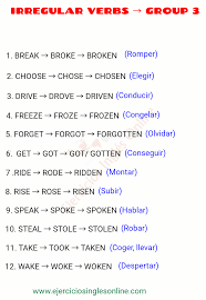 Formacion Verbos Irregulares En Ingles Grupo 3 Verbos Irregulares Palabras De Vocabulario Palabras Basicas En Ingles Como Aprender Ingles Basico