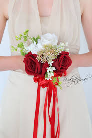Apple Red Davids Bridal Wedding Bouquet With Ivory Roses Foliage And Filler Beautiful Brides Flowers Wedding Bridal Bouquets Red Wedding Flowers Bride Flowers