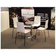 White trade show table and chairs | modern pub style. Chair Hire Event Rental Berlin Trade Show Conference Rentals