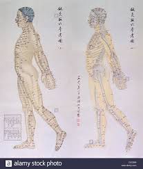 Chinese Chart Of Acupuncture Points On Two Profiles Of A