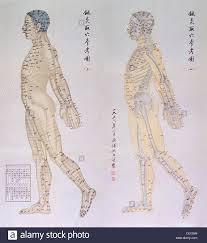 chinese chart of acupuncture points on two profiles of a