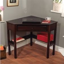 Stylish Wooden Corner Writing Desk In Espresso Corner Writing Desk Corner Desk Corner Desk Office