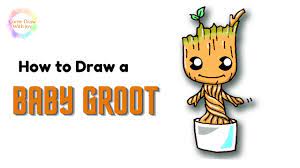 Awe, it's a little dancing baby groot! How To Draw Baby Groot In A Pot Step By Step Drawing Baby Groot Cute Baby Groot Youtube