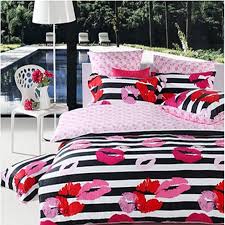 Prevent using excessive grey, yellow or pink. Hot Pink Red Black And White Stripe And Sexy Kiss Print Stylish Romantic Cute Girly 100 Cotton Full Queen Size Bedding Sets Enjoybedding Com