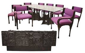 Paul Evans Heavy Metal Artist Of Mid Century Furniture Glass Top Dining Table Dining Chairs Dining Suites