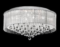 Clear crystal glass pendant light for dining room. Stunning Flush 8 Lamp Ceiling Light Chrome Lurex Shade Glass Crystal