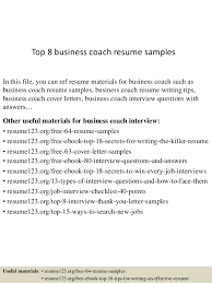 top 8 business coach resume samples
