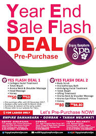 From 2017 releases to ancient coins and even jewelry items, many of these products will offer their deepest discounts ever. Yoyoy Kamphora Spa Year End Flash Sale 2017 Picture Of Yoyoy Kamphora Spa Kuala Lumpur Tripadvisor