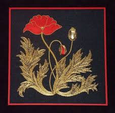 Alison Cole The Poppy Pattern In 2020 Gold Work Embroidery Gold Work Embroidery Patterns