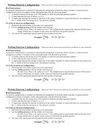 Hw Writing Electron Configurations 1 2 Sheet