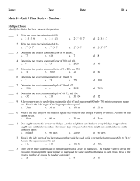 Unit 3 Review Numbers